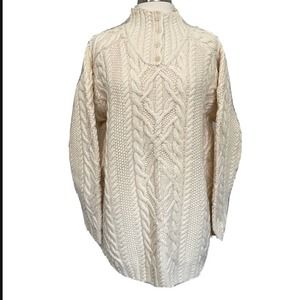 RALPH LAUREN Vintage Handknit Wool Oversized Aran Fisherman's Sweater Tunic S